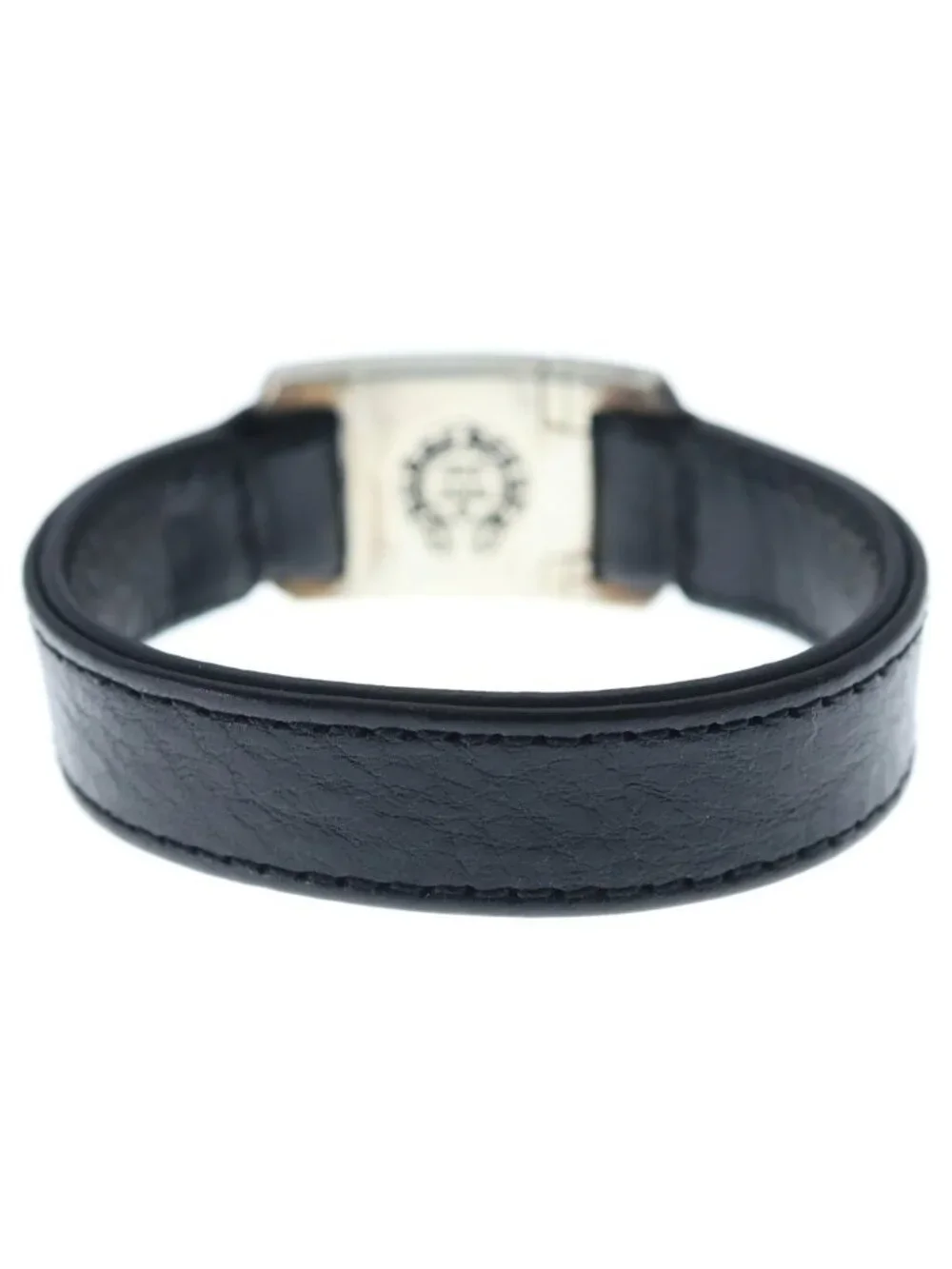 Chrome Hearts Harness Cross Box Leather Bracelet Silver Black